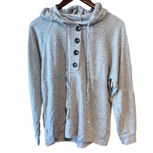Staccato Womens Grey Henley Button Hoodie Sweatshirt Style 18492 Size Medium - Picture 4 of 7